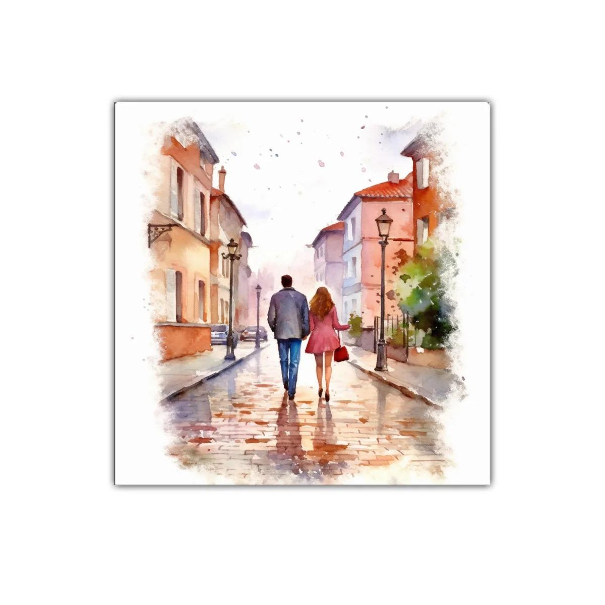 Paseo romántico en ciudad antigua de tonos cálidos — imagen principal