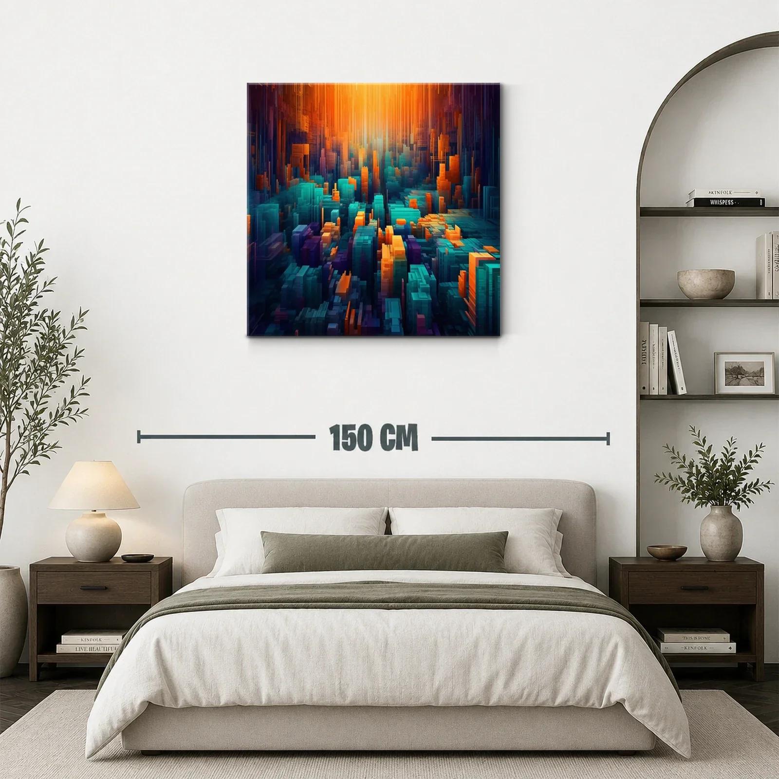 Composición abstracta en tonos cálidos y fríos vibrantes — miniatura 3