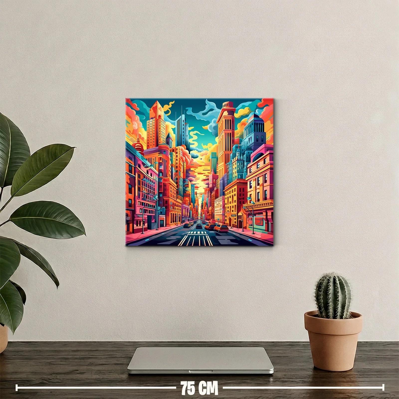 Vibrante paisaje urbano con cielo al atardecer — miniatura 2