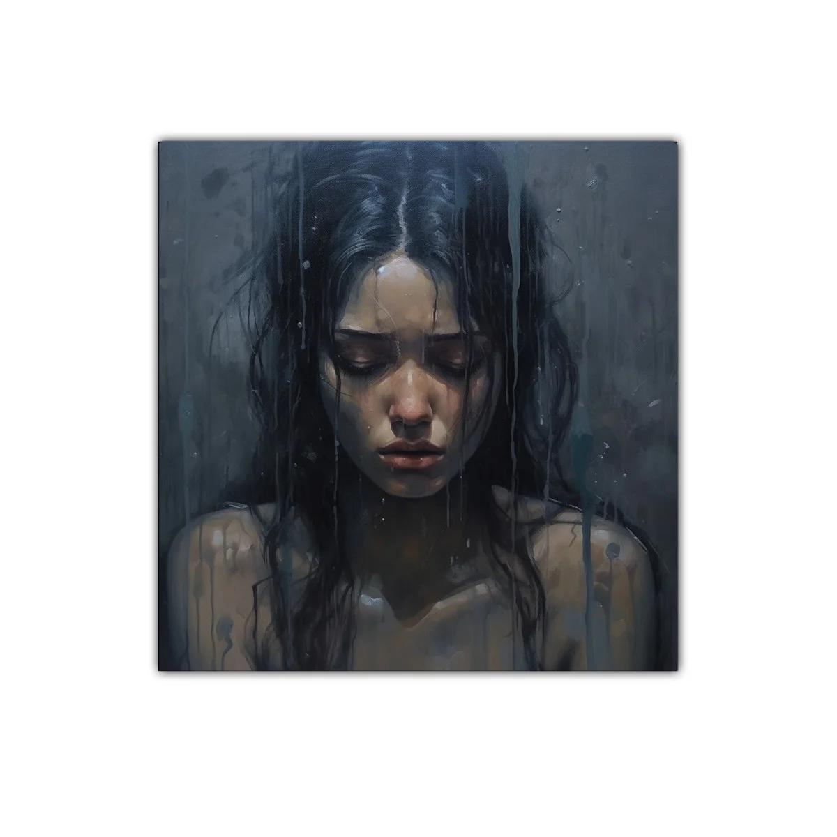 Retrato melancólico en tonos oscuros y azules intensos — imagen principal