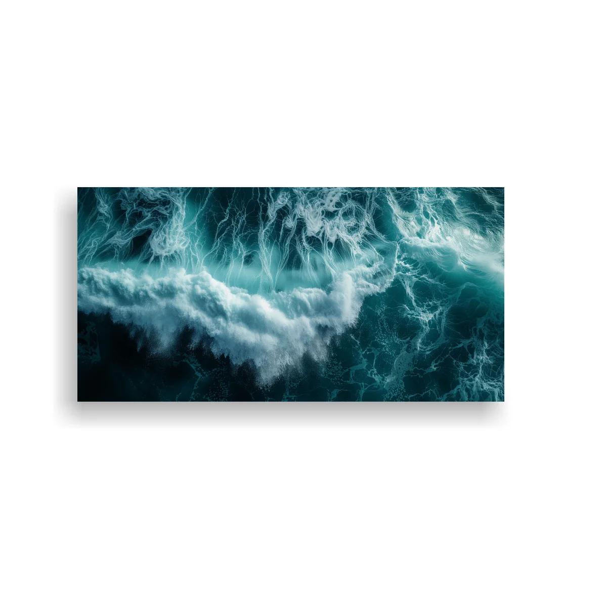 Cuadro olas del mar con espuma y agua turquesa