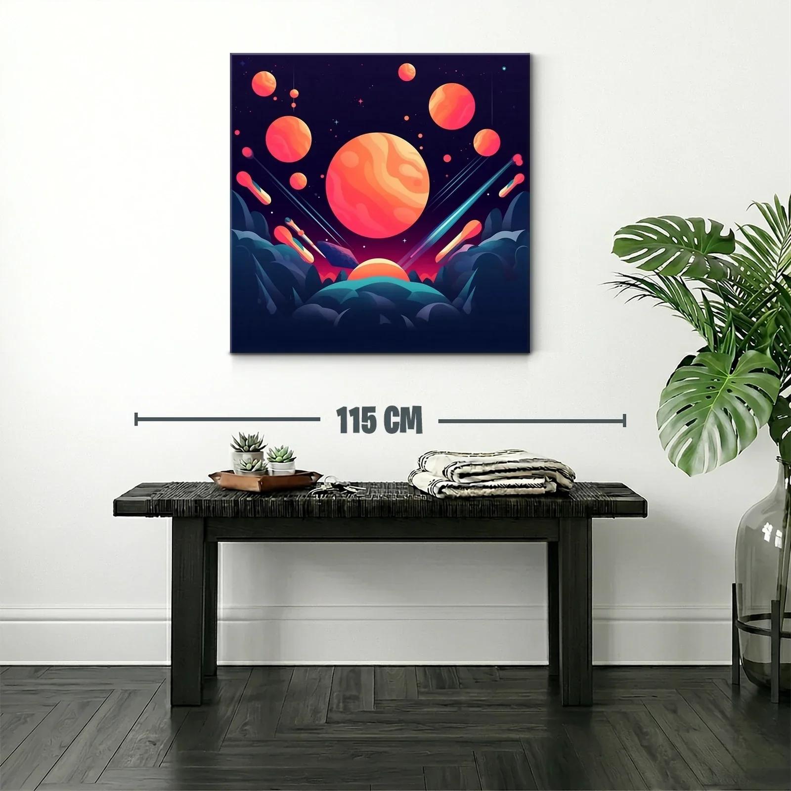 Cuadro abstracto con planetas y cielo estrellado vibrante — miniatura 2