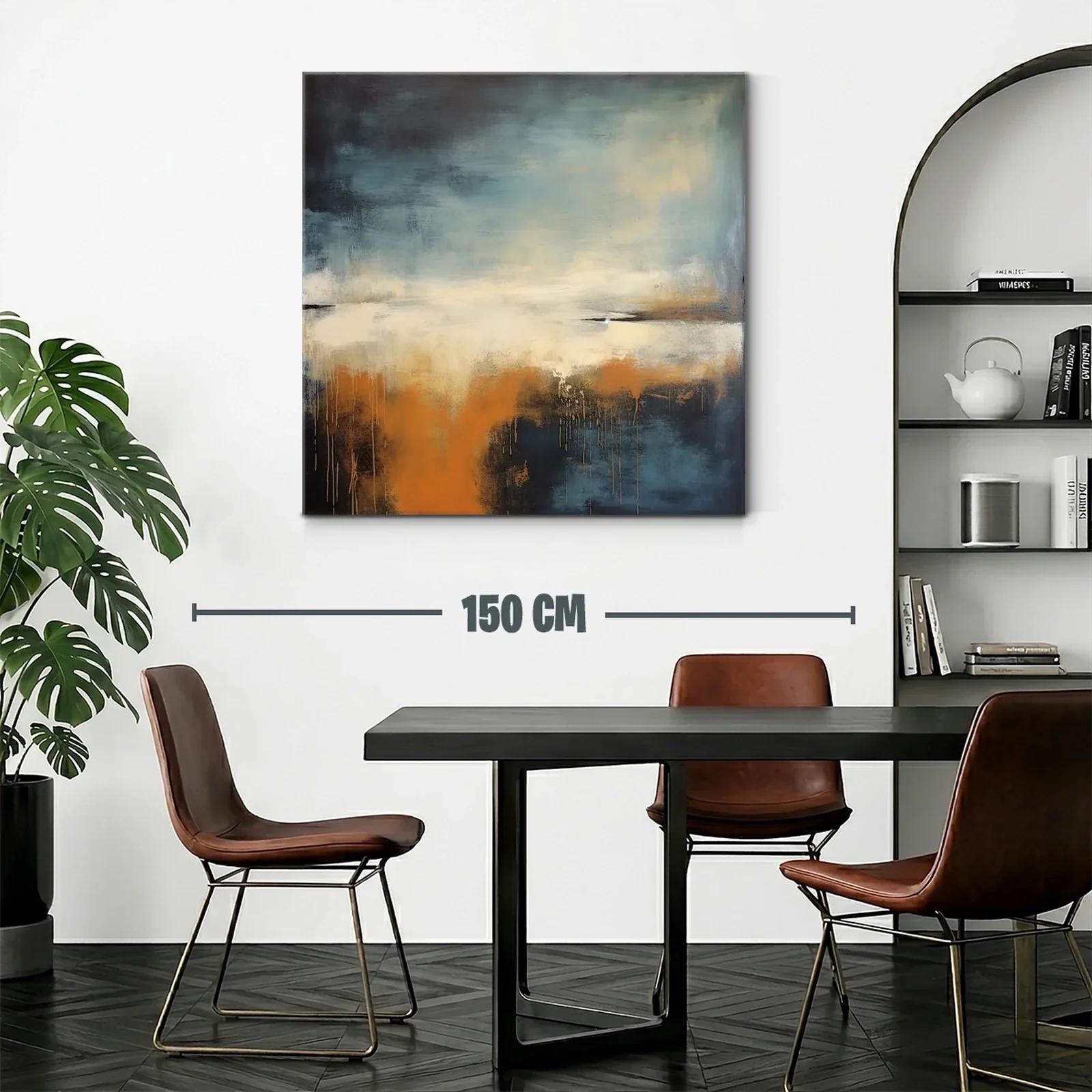 Cuadro abstracto con tonos cálidos y fríos en armonía — miniatura 2