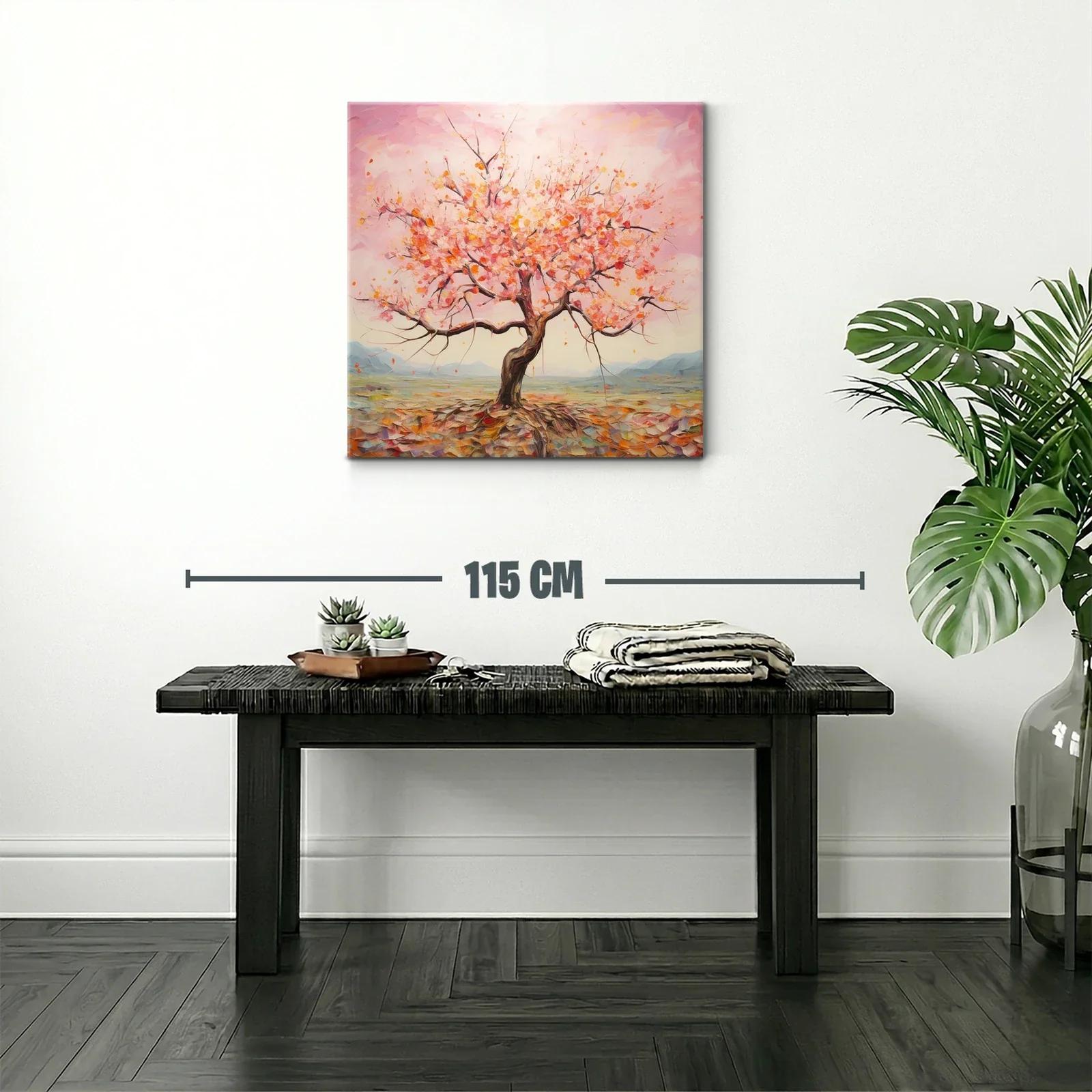 Árbol en flor con tonos cálidos y paisaje suave — miniatura 2