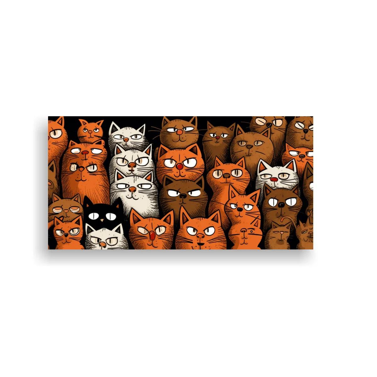 Cuadro grupo de gatos naranjas con patrón repetido — imagen principal