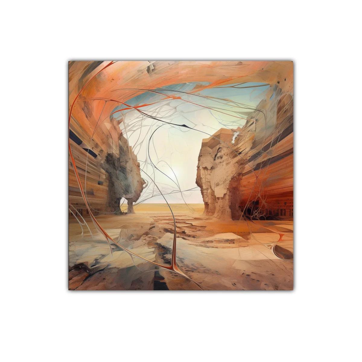 Paisaje desértico con formas abstractas y tonos cálidos — imagen principal