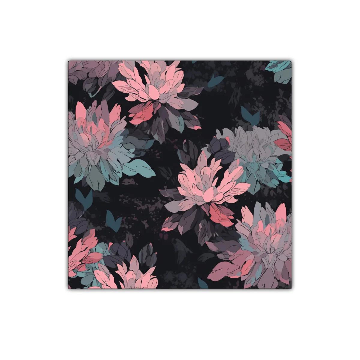 Cuadro decorativo flores en tonos rosa y azul sobre fondo oscuro — imagen principal