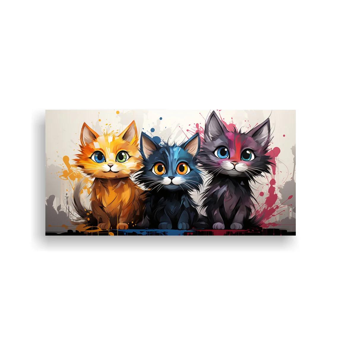 Cuadro tres gatitos con salpicaduras de pintura — imagen principal