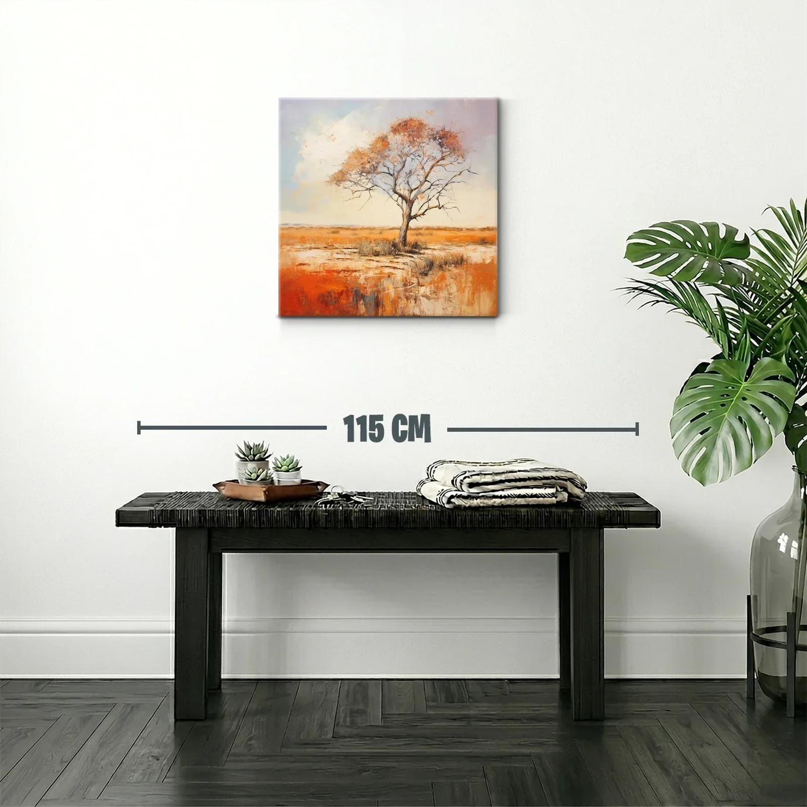Árbol solitario en paisaje otoñal cálido — miniatura 2