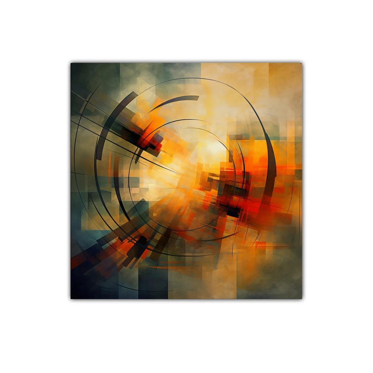 Cuadro abstracto con formas circulares y tonos cálidos — imagen principal