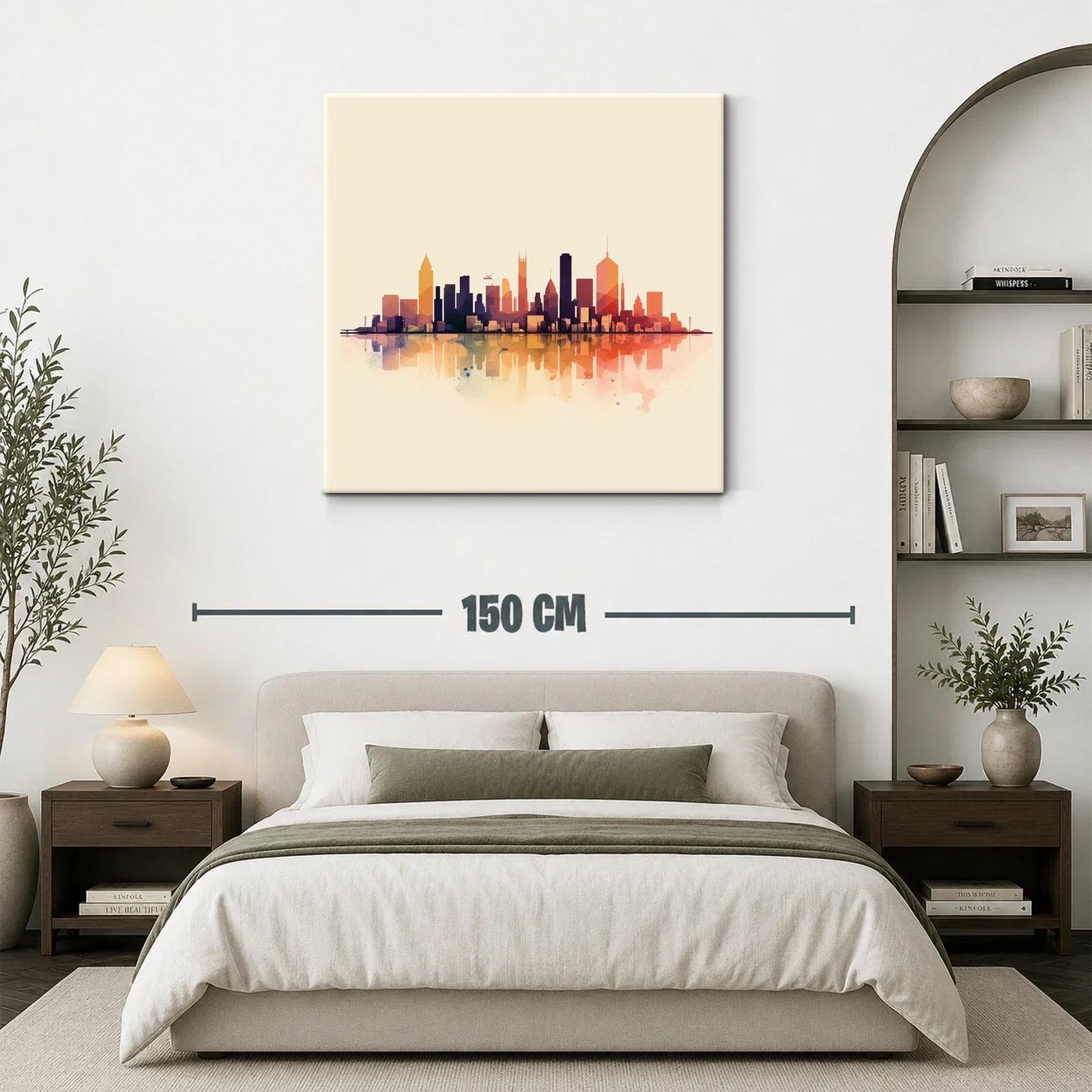 Panorámica urbana con reflejos en tonos cálidos y modernos — miniatura 3