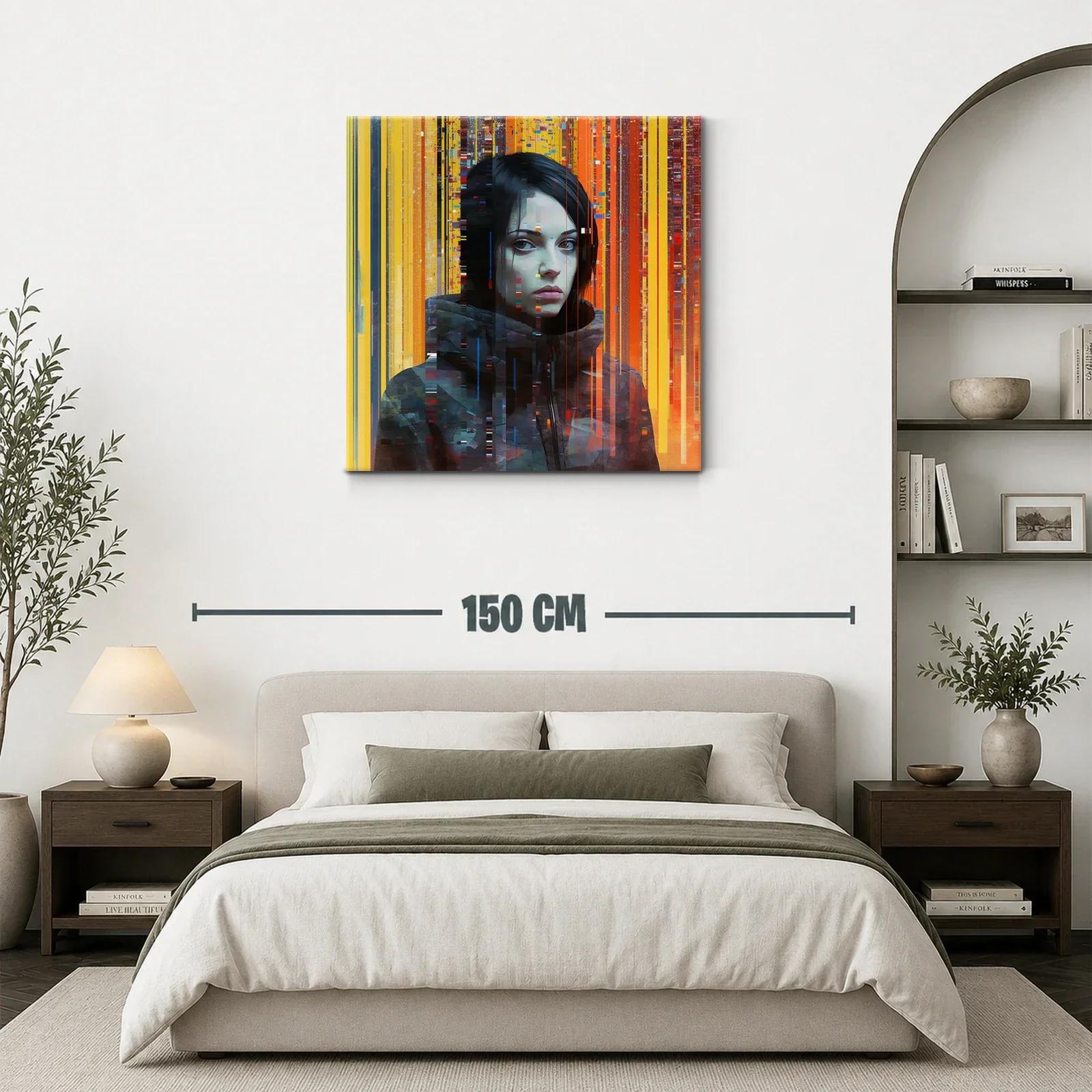 Retrato contemporáneo de mujer con luces digitales vibrantes — miniatura 3