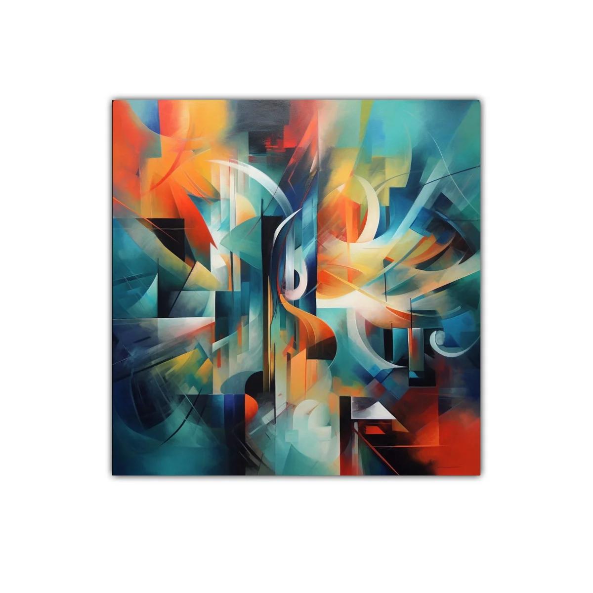 Cuadro abstracto con vibrantes tonos cálidos y fríos — imagen principal