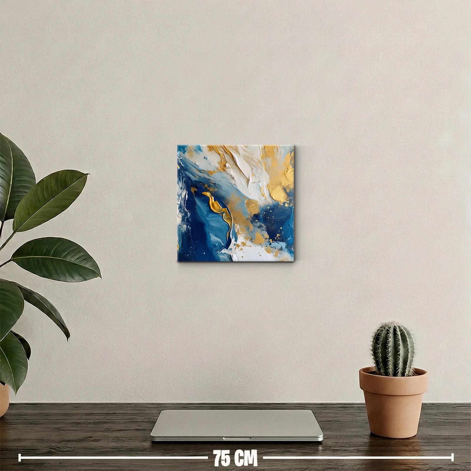 Composición abstracta en tonos azules dorados y blancos — miniatura 2