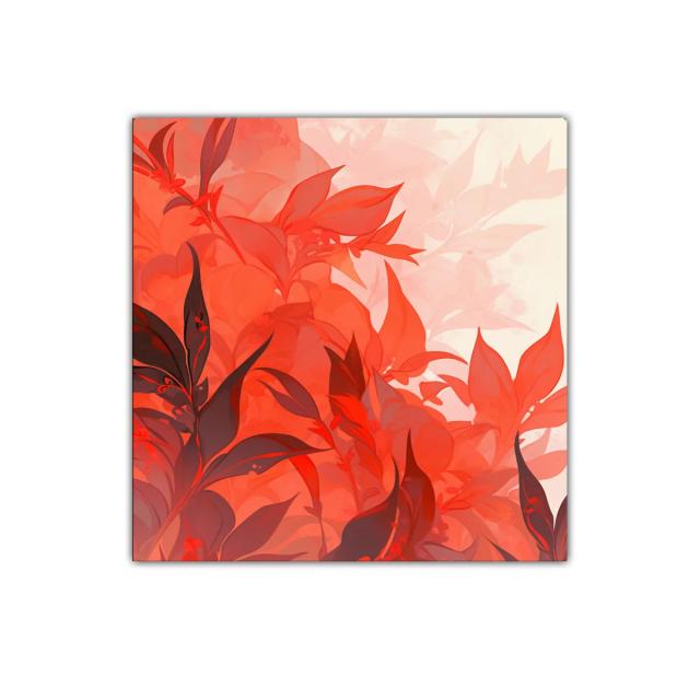 Cuadro decorativo con motivos florales en tonos rojos vibrantes