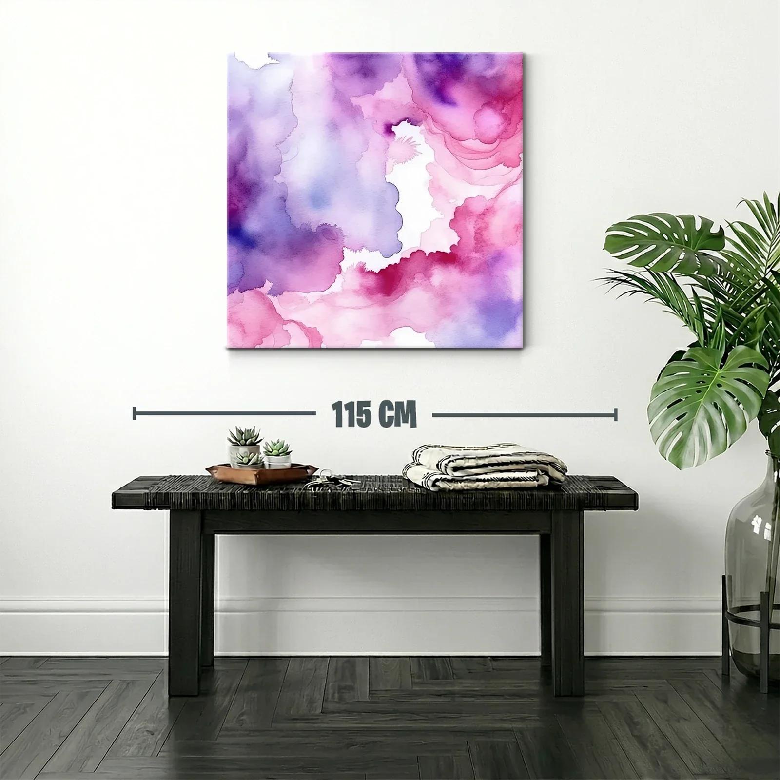 Cuadro abstracto con tonos morados y rosas vibrantes — miniatura 2