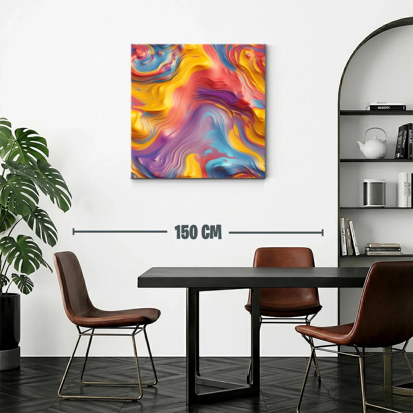 Cuadro abstracto con formas fluidas en tonos vibrantes — miniatura 2