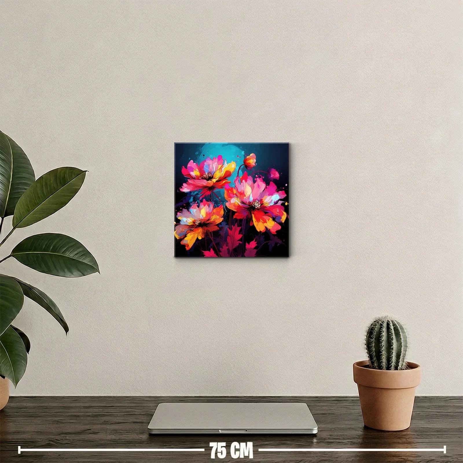 Cuadro floral vibrante con colores intensos y contrastes — miniatura 2