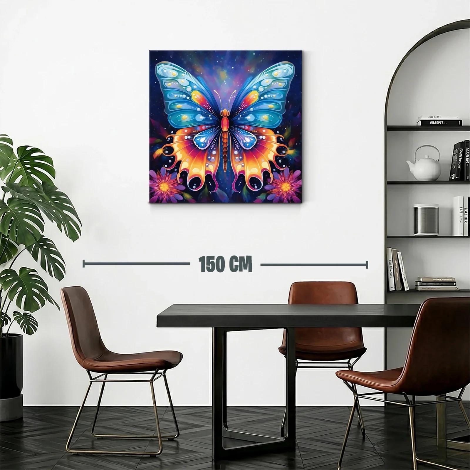 Mariposa vibrante entre flores con fondo estrellado — miniatura 2