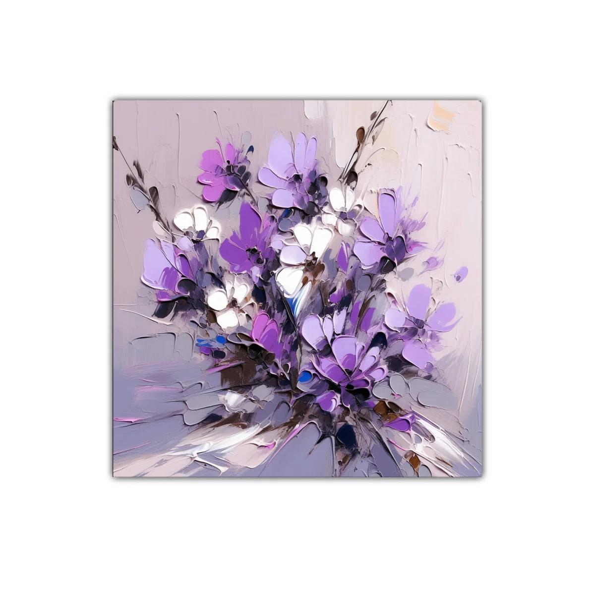 Cuadro decorativo flores vibrantes en tonos violetas