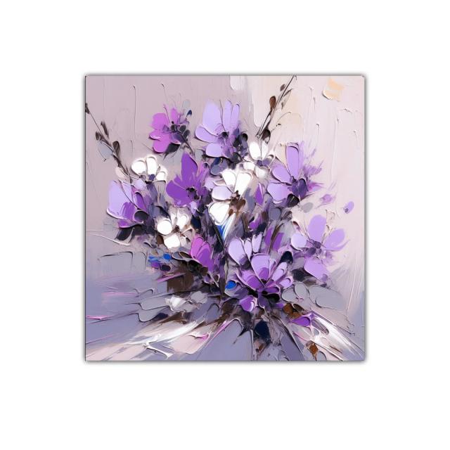 Cuadro decorativo flores vibrantes en tonos violetas