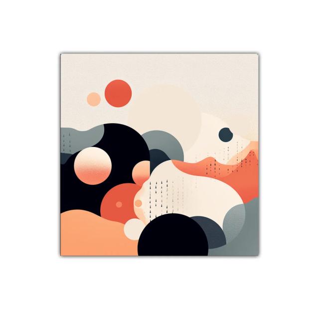 Composición abstracta con círculos en tonos cálidos y neutros