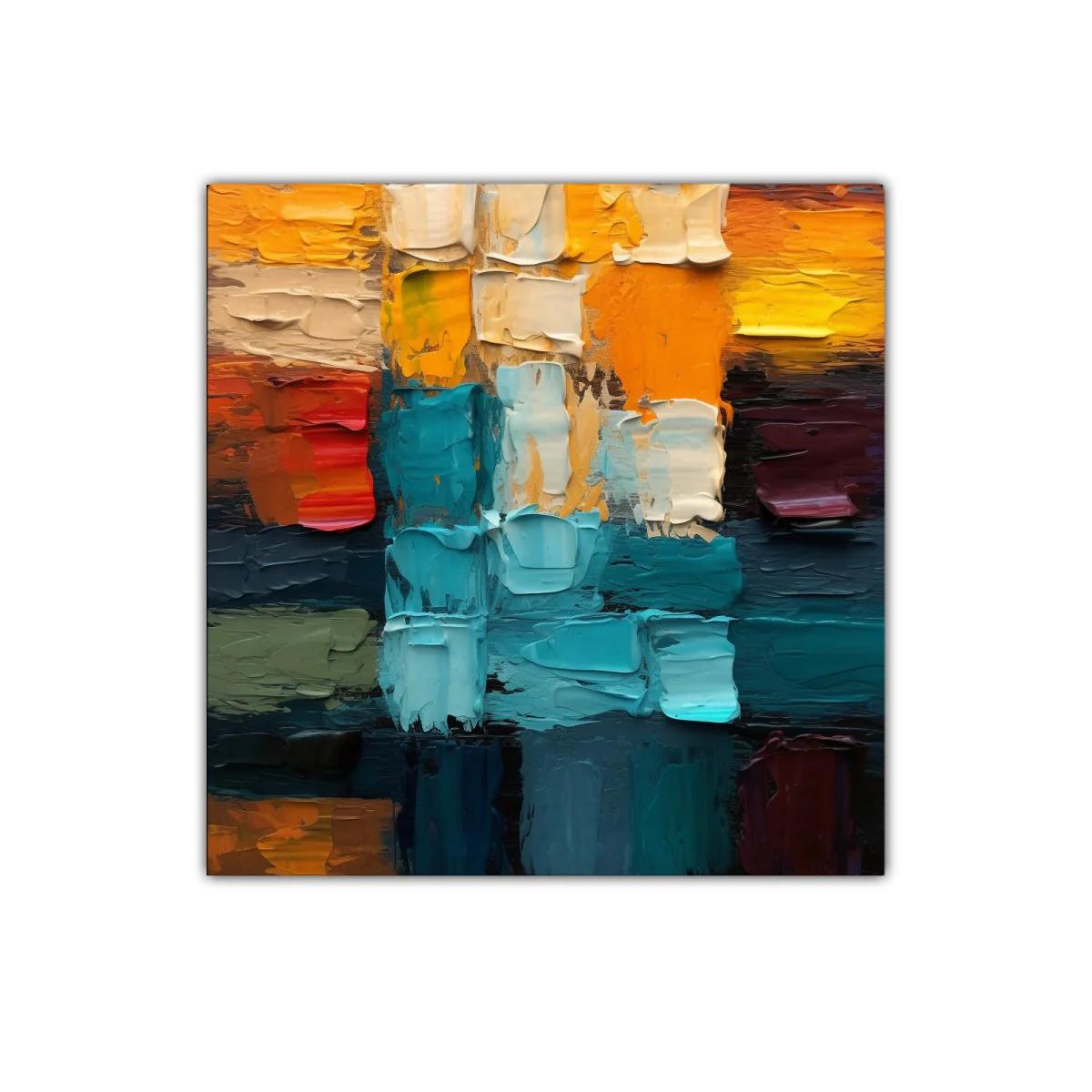 Composición abstracta en tonos cálidos y fríos vibrantes — miniatura 1