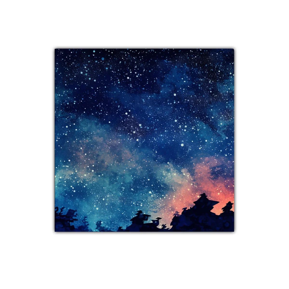 Cielo Estrellado con Siluetas de Montañas al Atardecer