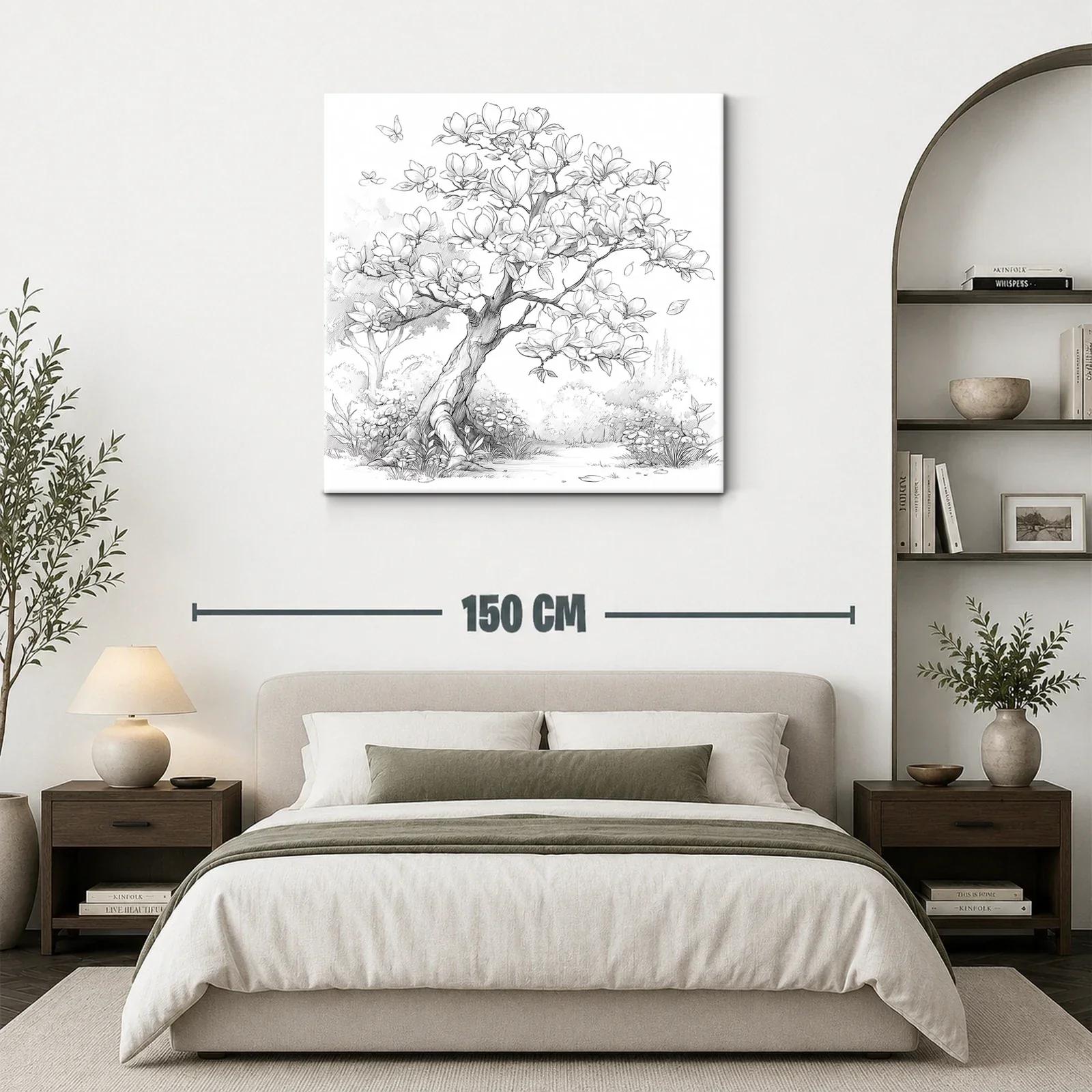 Árbol de magnolia en dibujo delicado y natural — miniatura 3