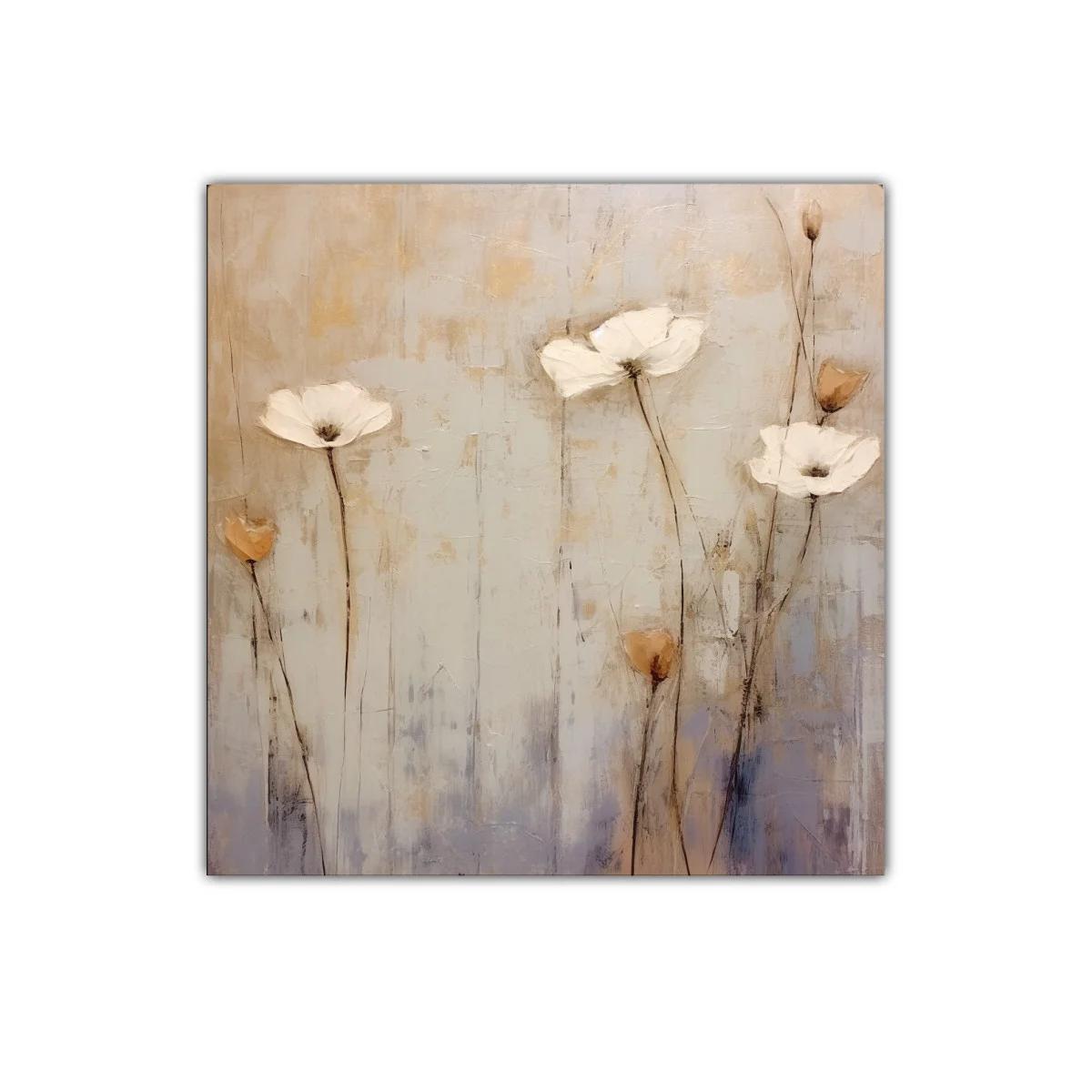 Cuadro floral con tonos neutros y aire delicado