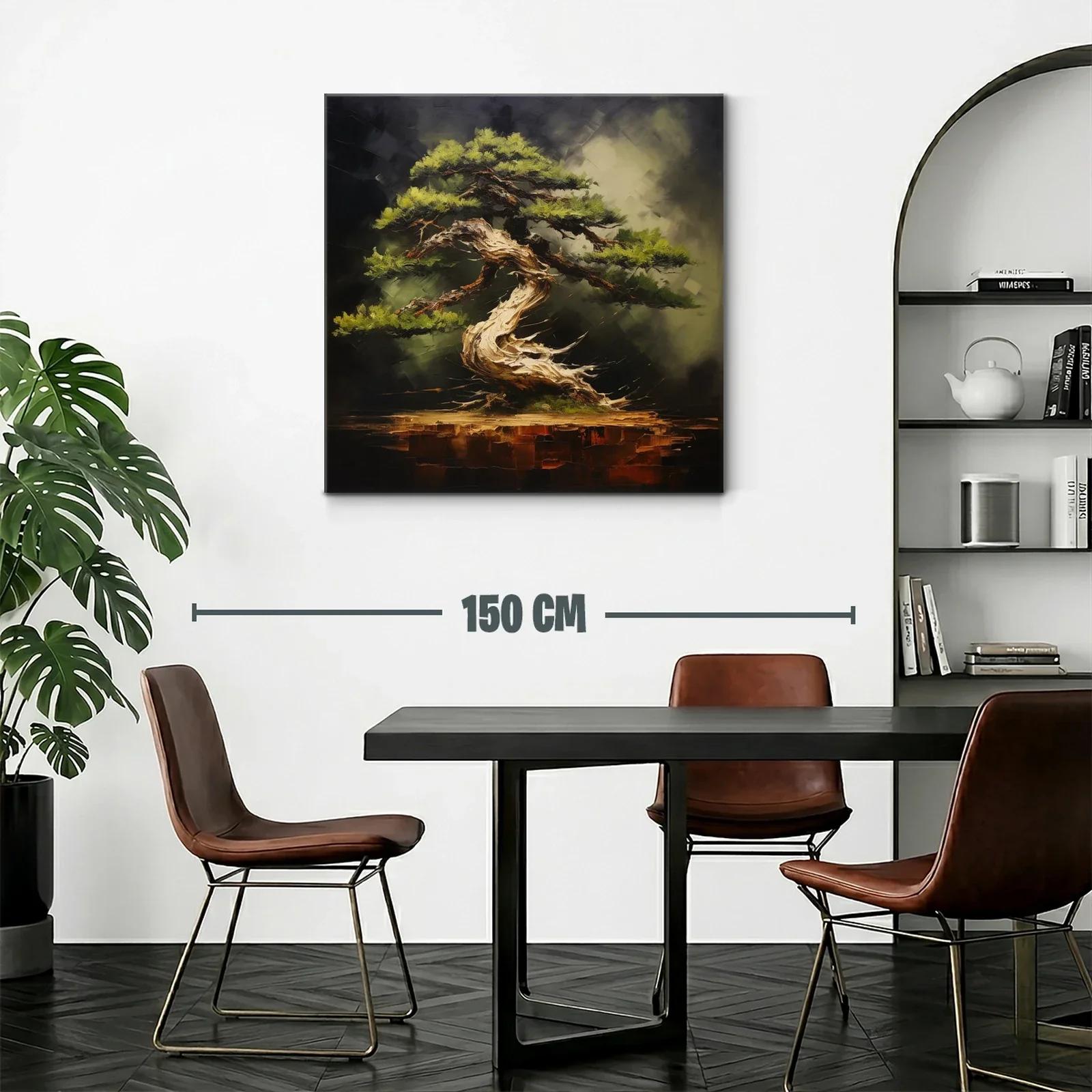 Elegante cuadro de árbol bonsái en tonos tierra y verdes — miniatura 2