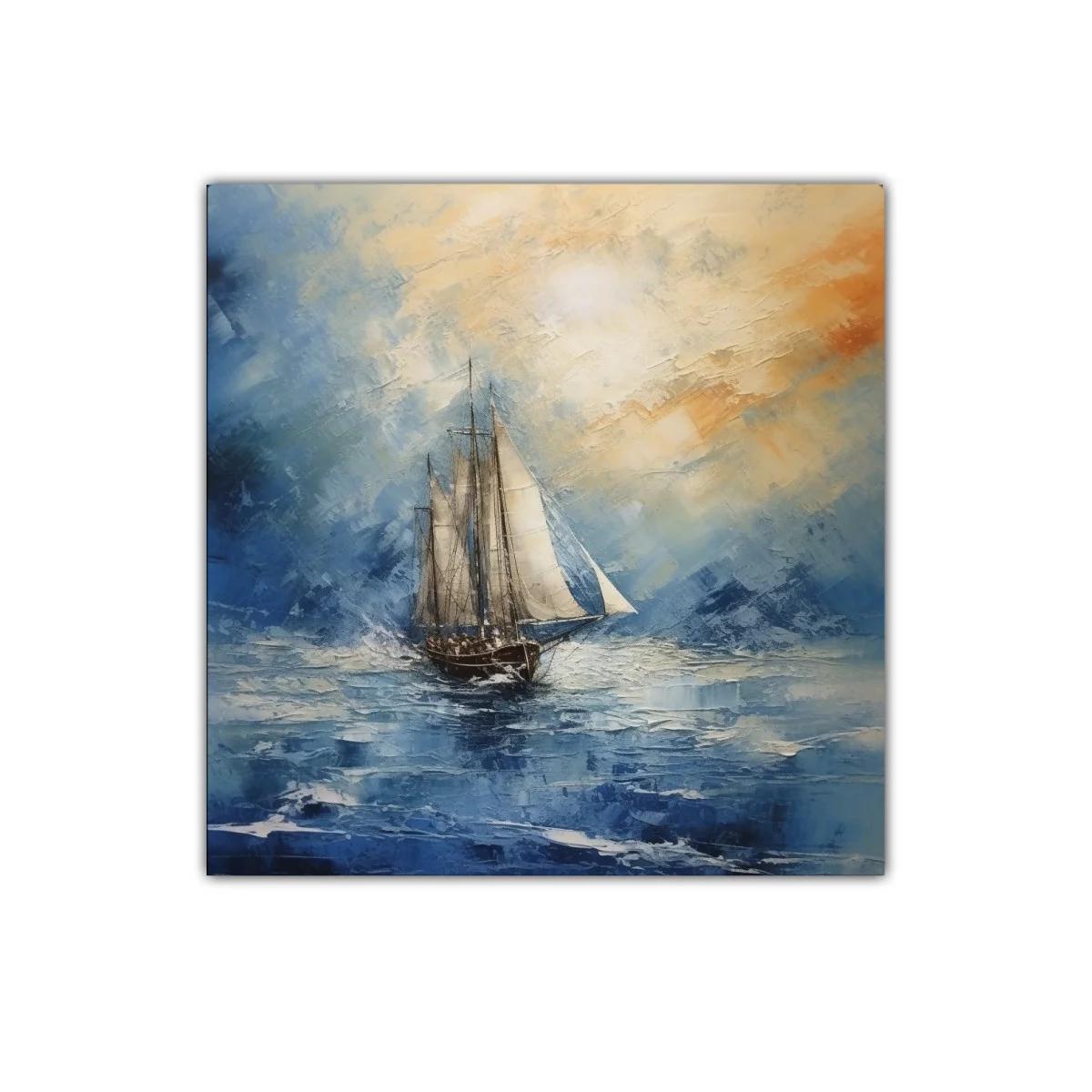 Velero navegando en mar azul con cielos luminosos — imagen principal
