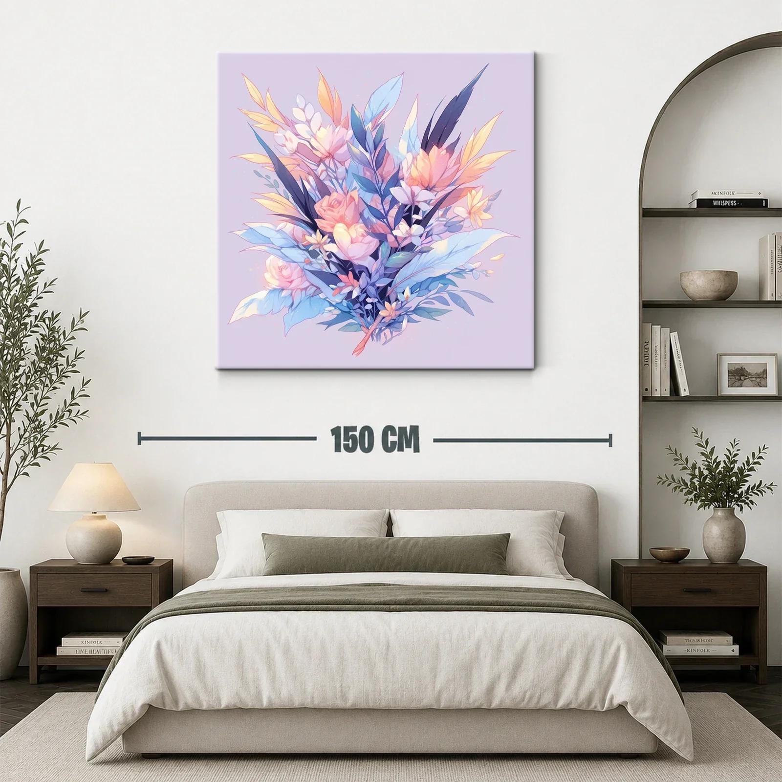 Cuadro floral en tonos pastel y azul suave — miniatura 3