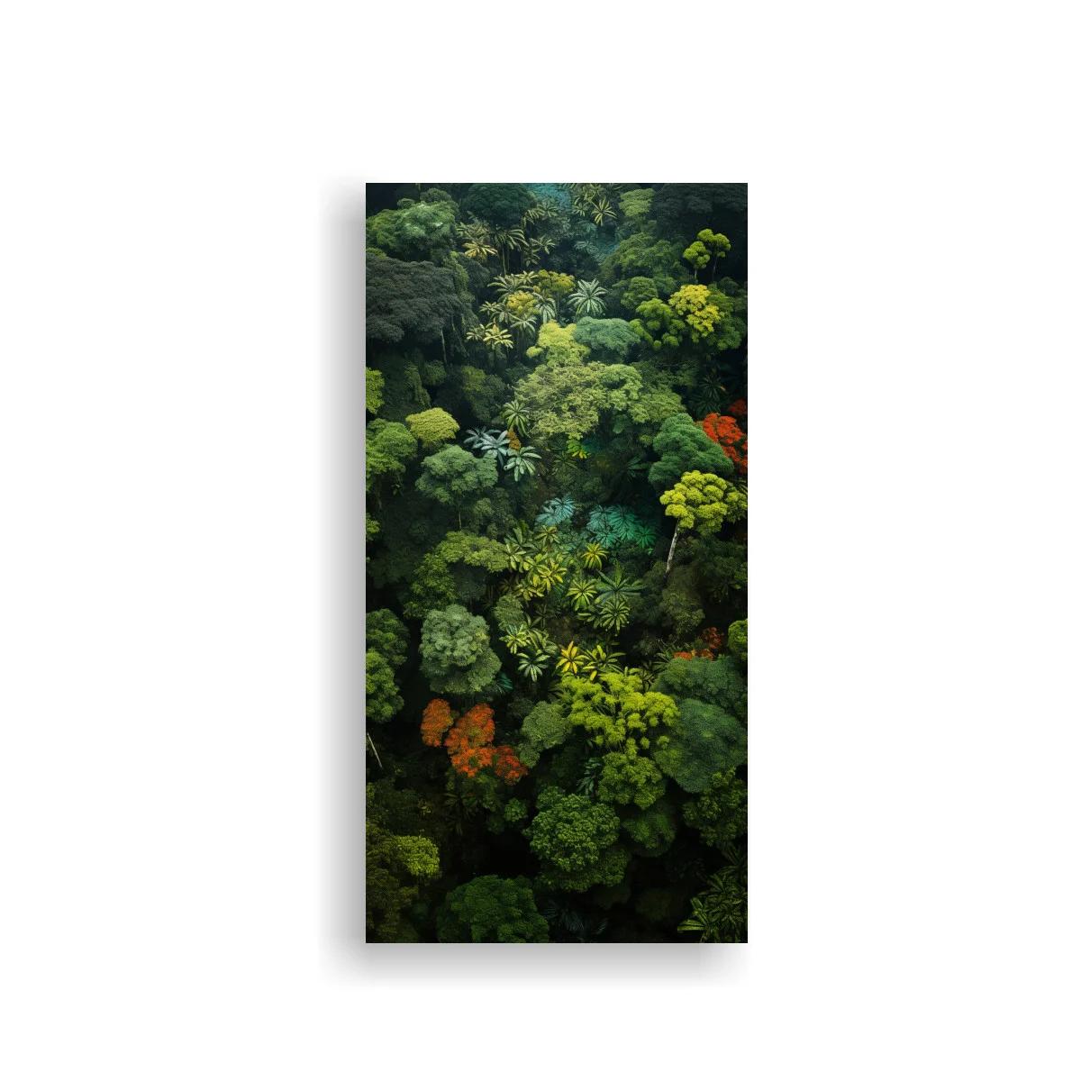 Cuadro bosque frondoso con verdes rojizos y sombras