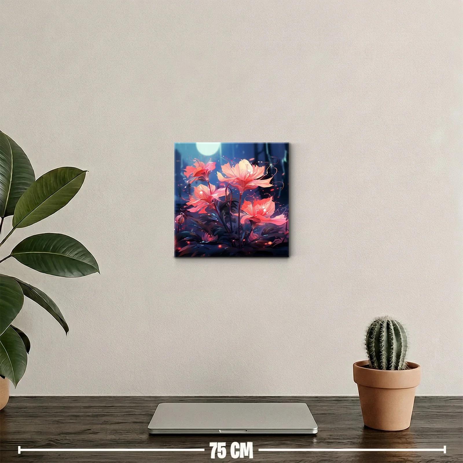Flores iluminadas por la luna en tonos vibrantes — miniatura 2