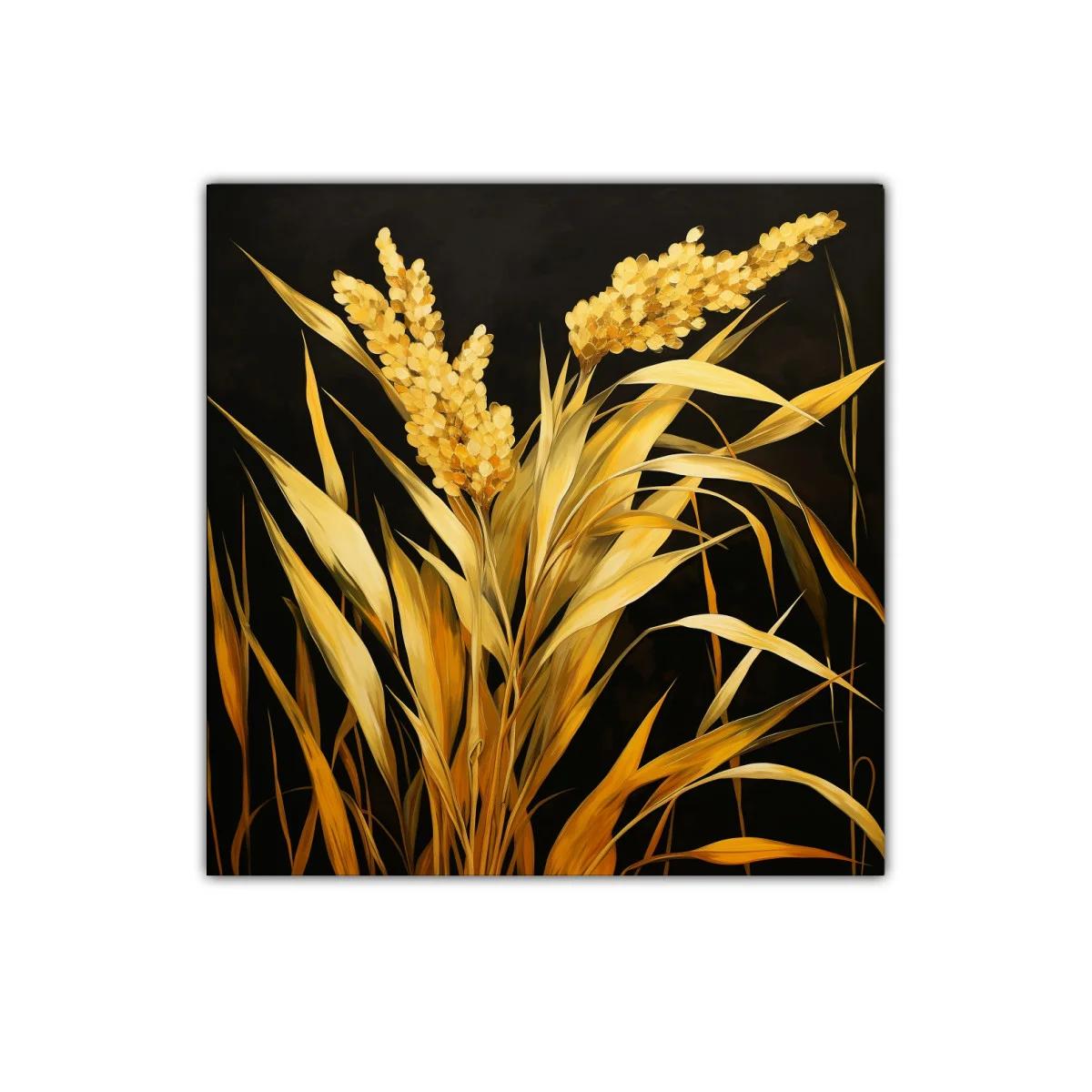 Cuadro decorativo de espigas doradas sobre fondo oscuro — imagen principal