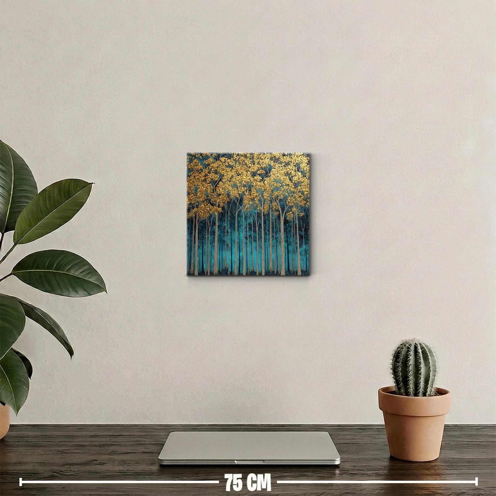 Bosque dorado bajo un cielo estrellado azul intenso — miniatura 2