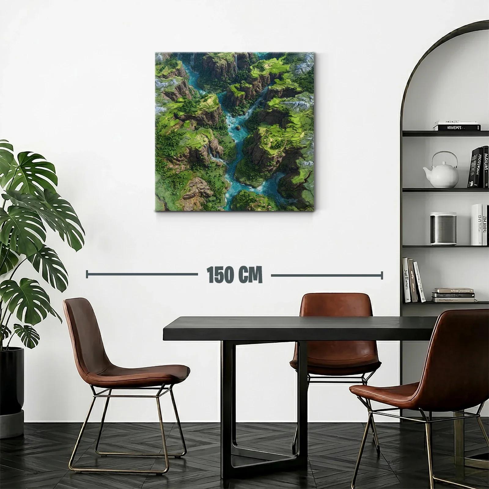 Cañón verde con río azul serpenteante y acantilados rocosos — miniatura 2