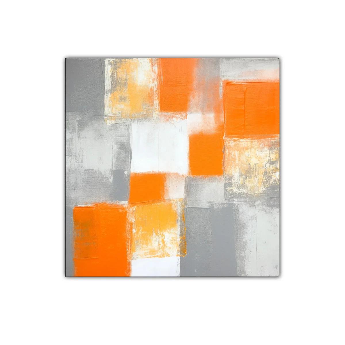 Cuadro abstracto en tonos naranjas y grises modernos — imagen principal