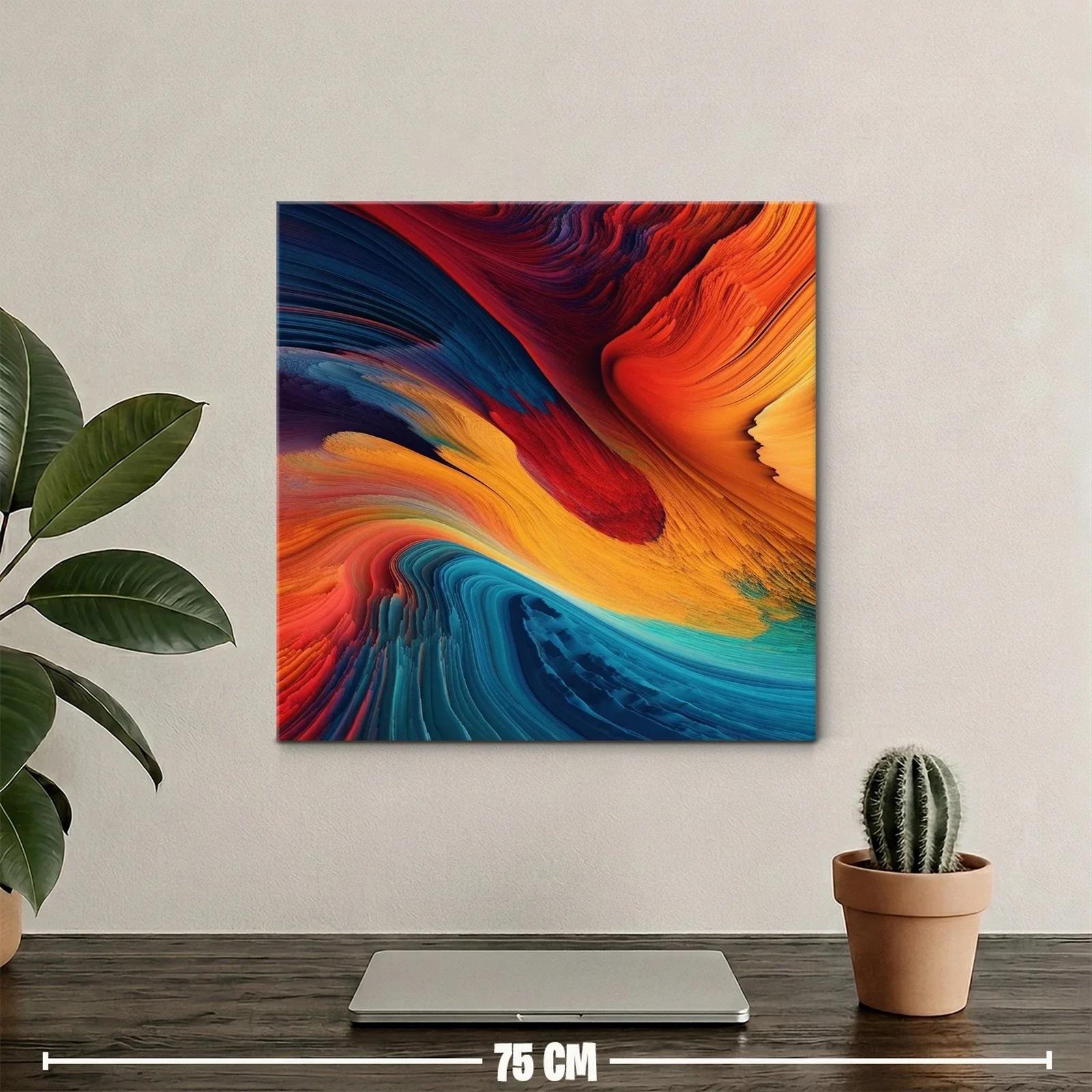 Composición abstracta en vibrantes tonos cálidos y fríos — miniatura 2