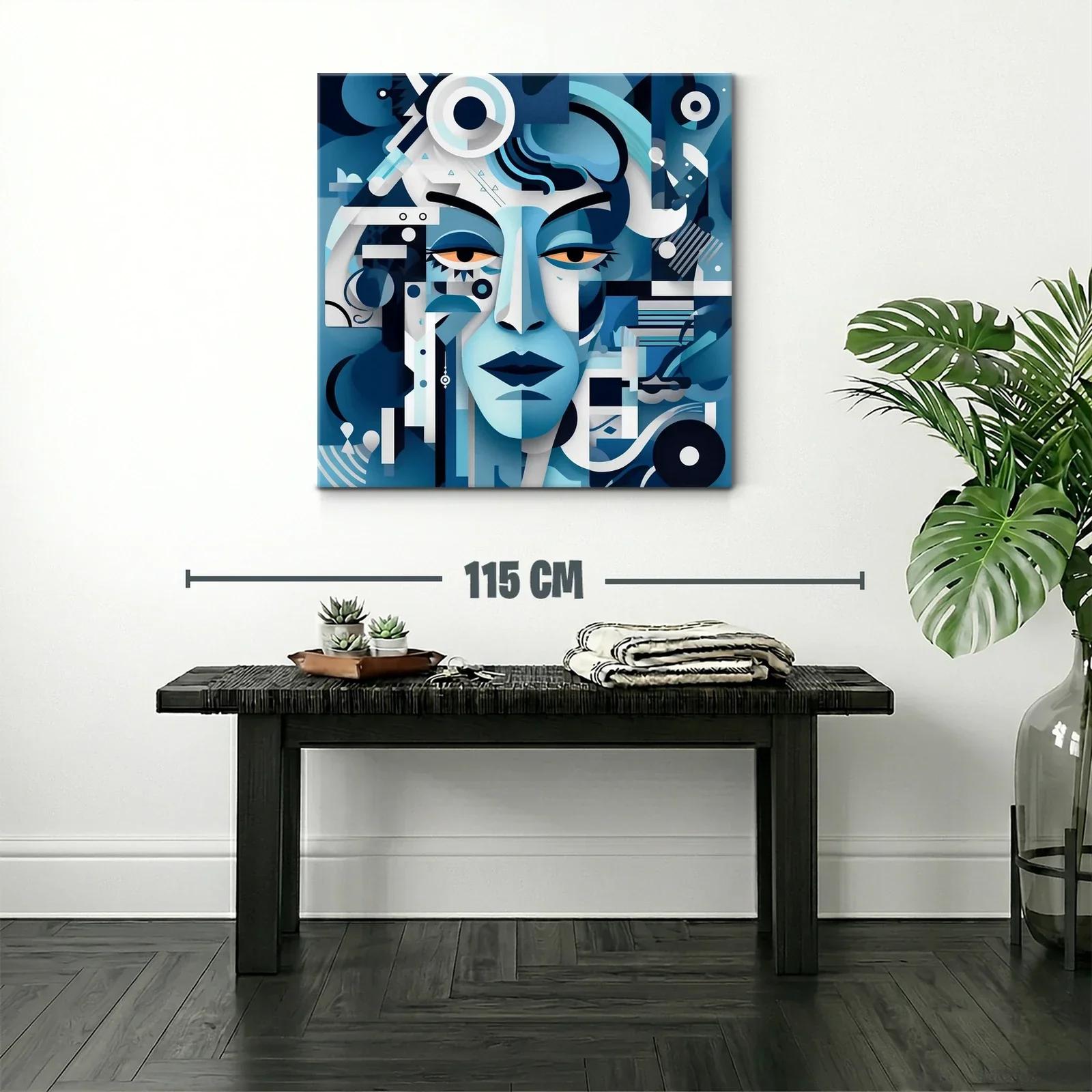 Rostro abstracto en tonos azules con estilo geométrico — miniatura 2