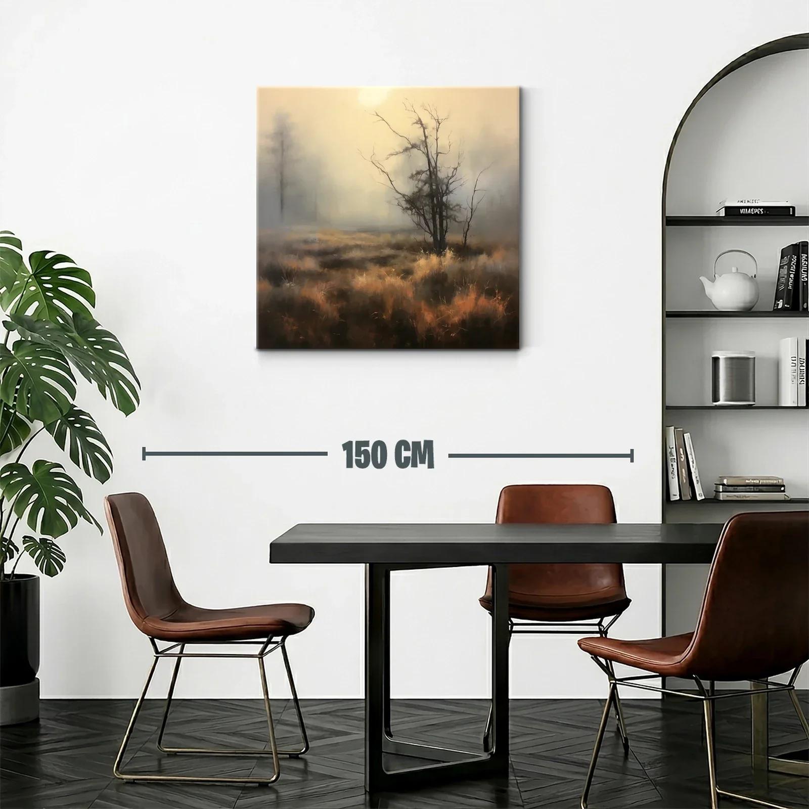 Paisaje brumoso con árbol solitario y tonos cálidos — miniatura 2