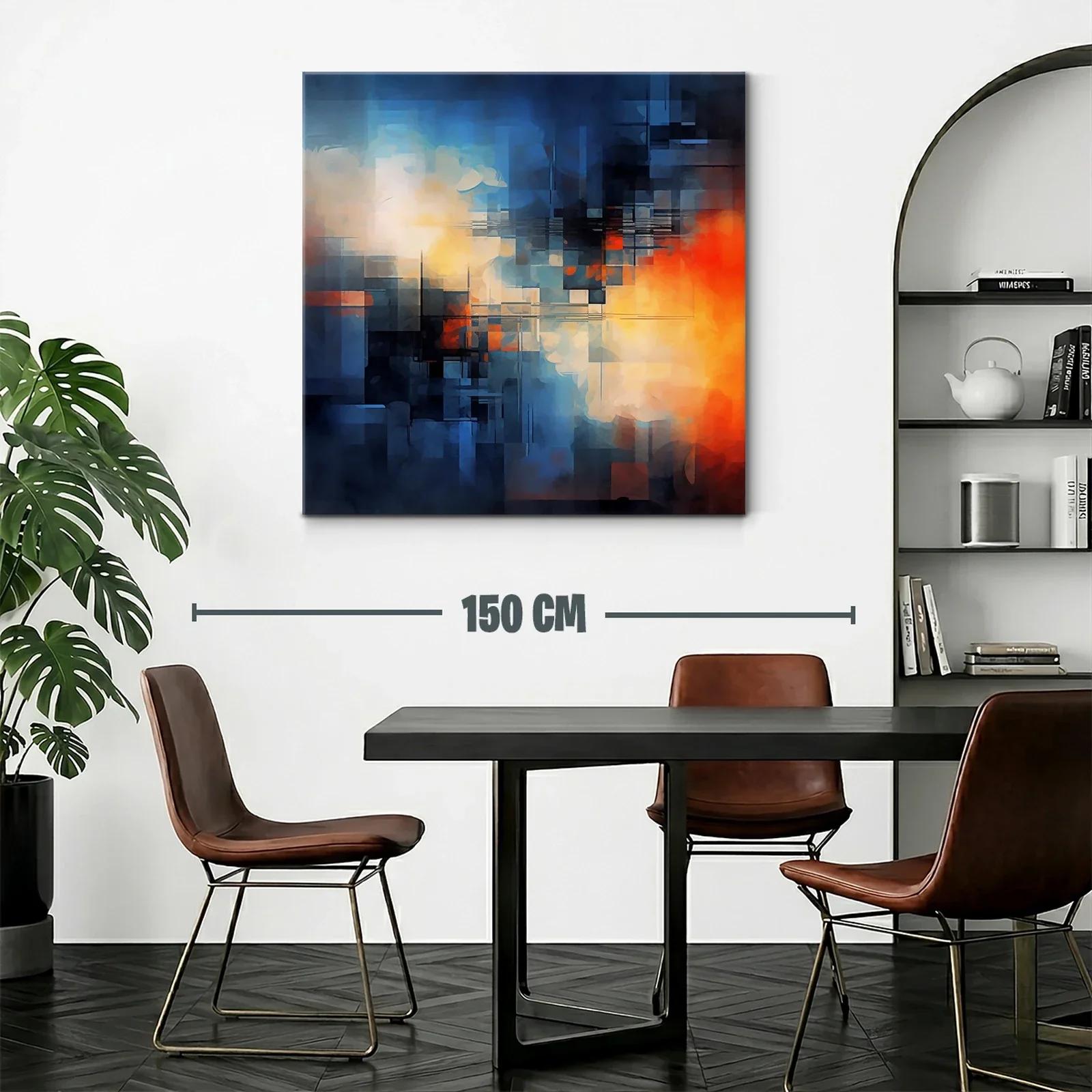 Composición abstracta en tonos azules y naranjas vibrantes — miniatura 2