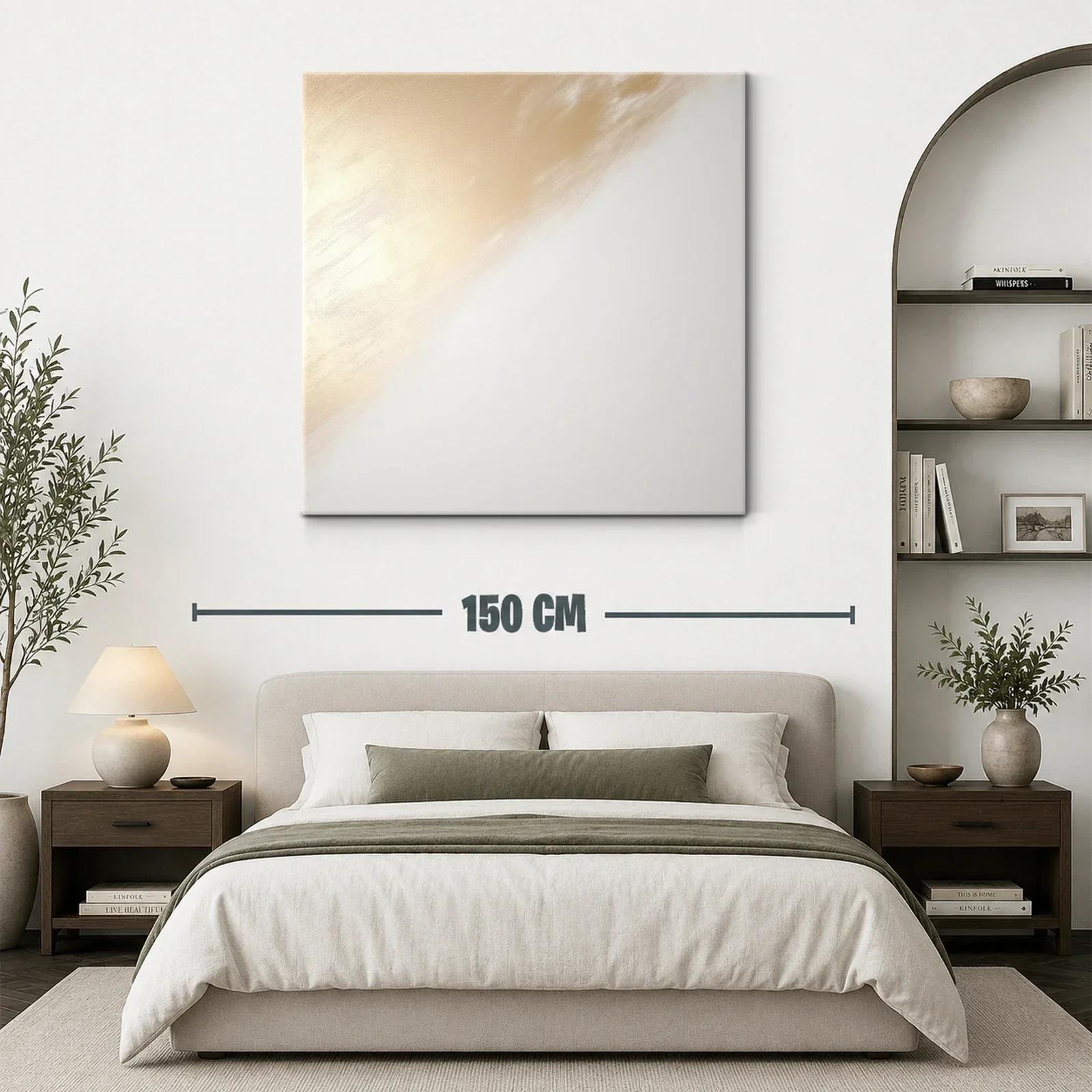 Cuadro abstracto con tonos suaves dorados y blancos — miniatura 3