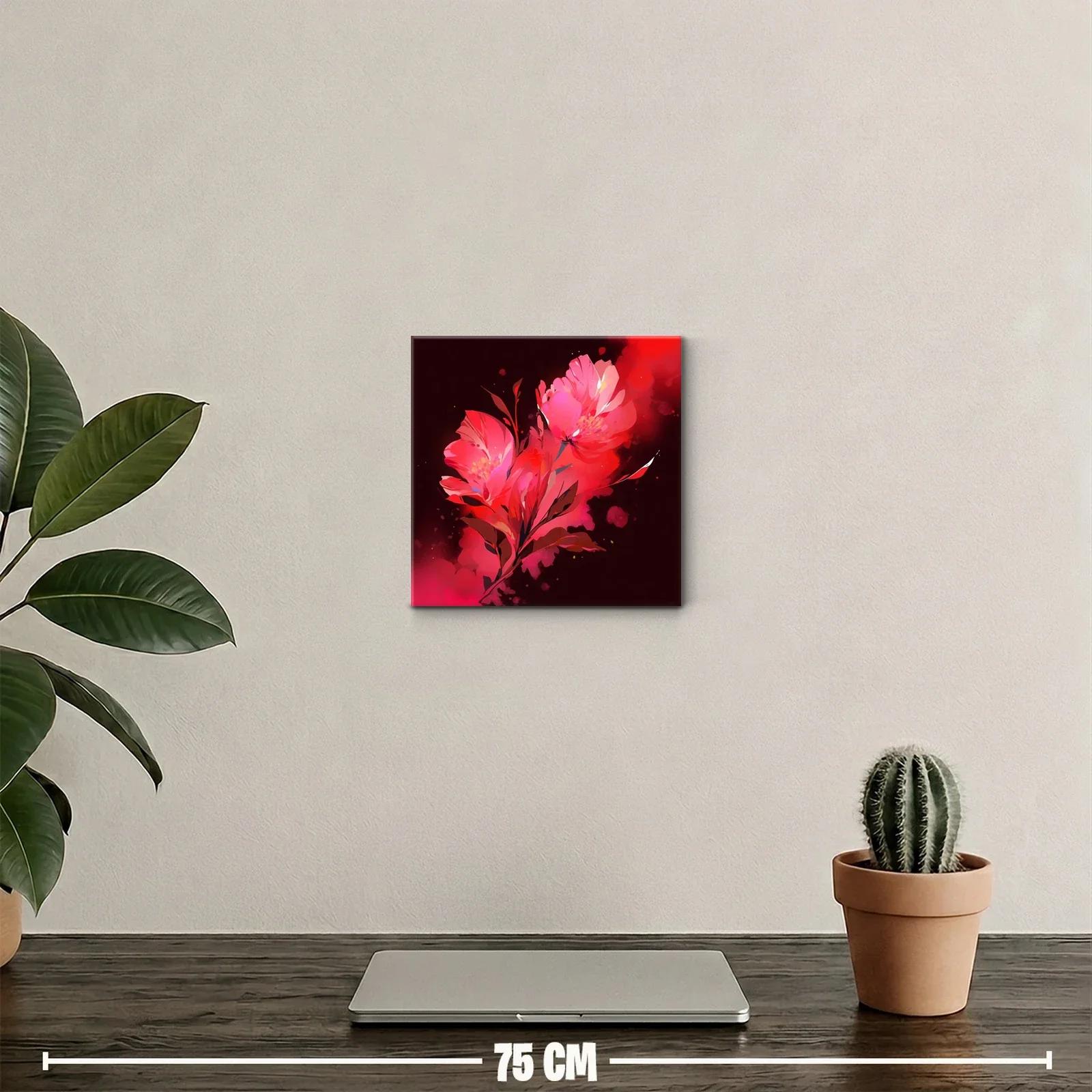 Cuadro floral en tonos rojos vibrantes para decorar — miniatura 2