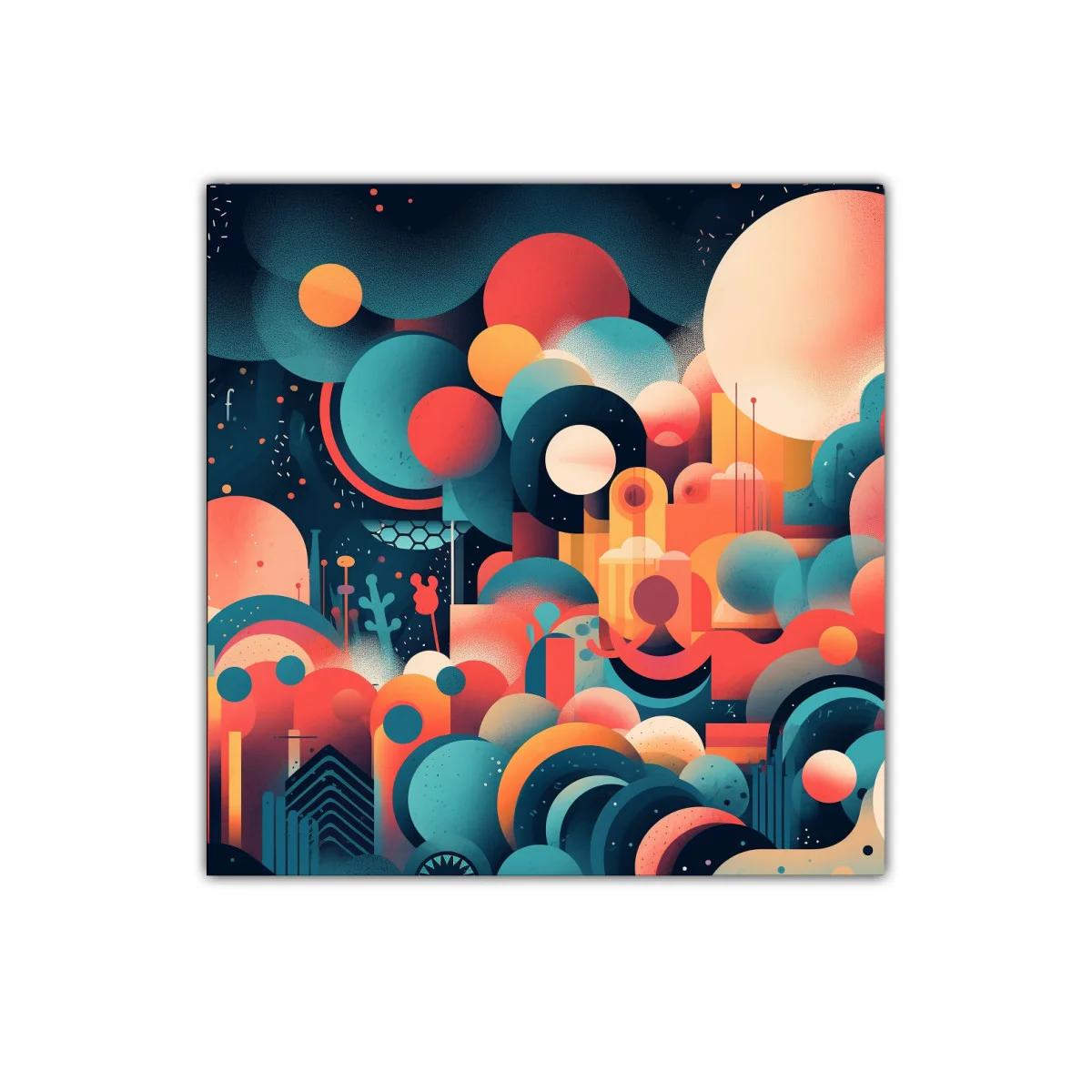 Cuadro abstracto con formas geométricas y colores vibrantes — imagen principal