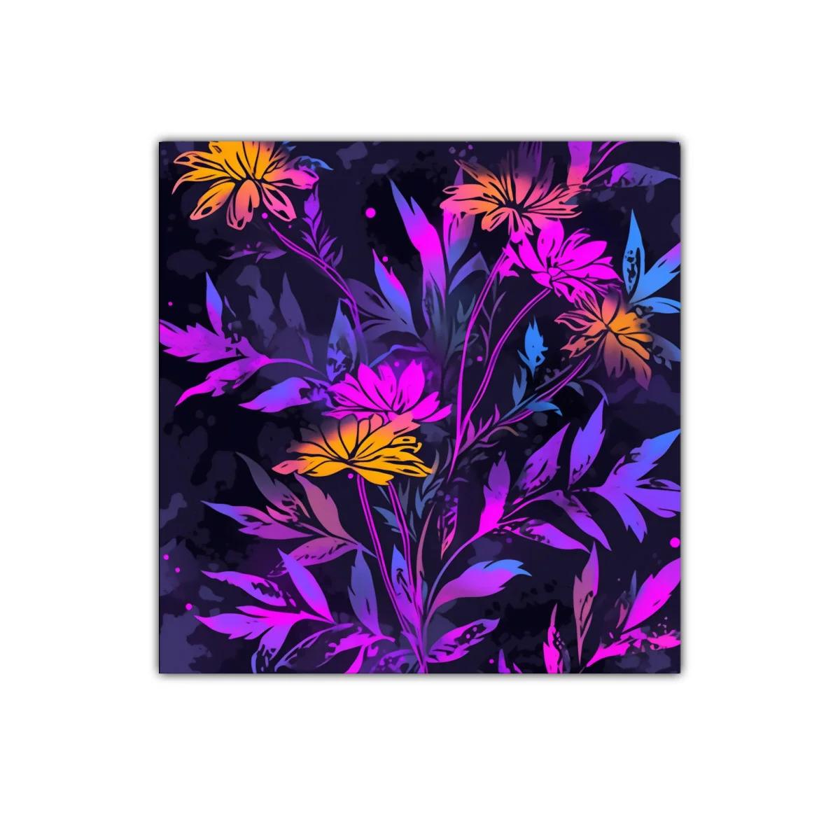 Cuadro floral con tonos vibrantes y fondo oscuro — imagen principal