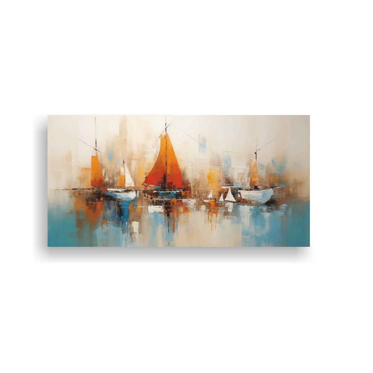Cuadro veleros con reflejos suaves y fondo difuminado