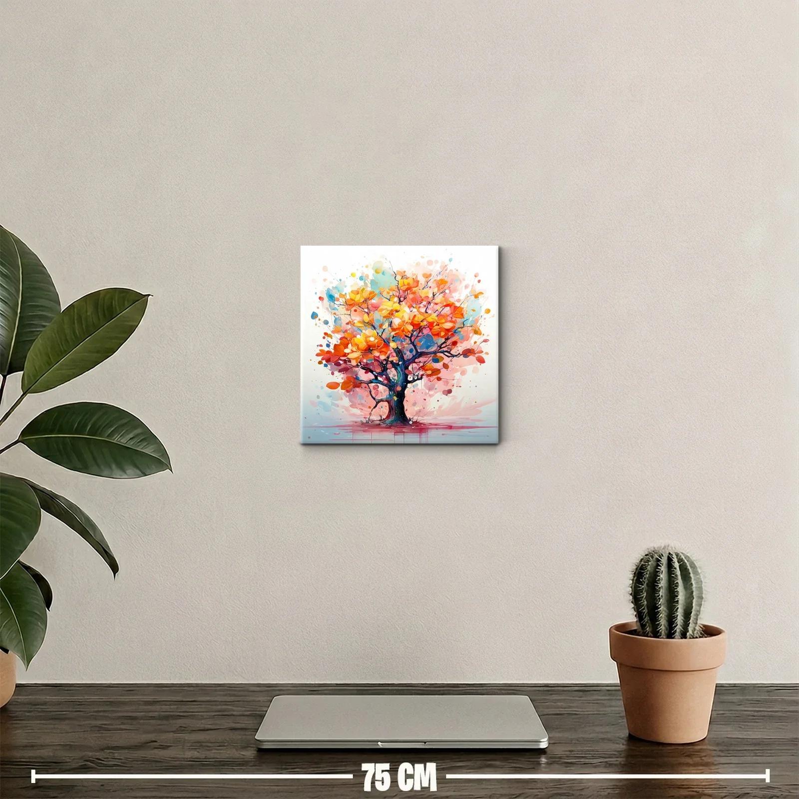 Árbol vibrante con hojas en tonos cálidos y azules — miniatura 2