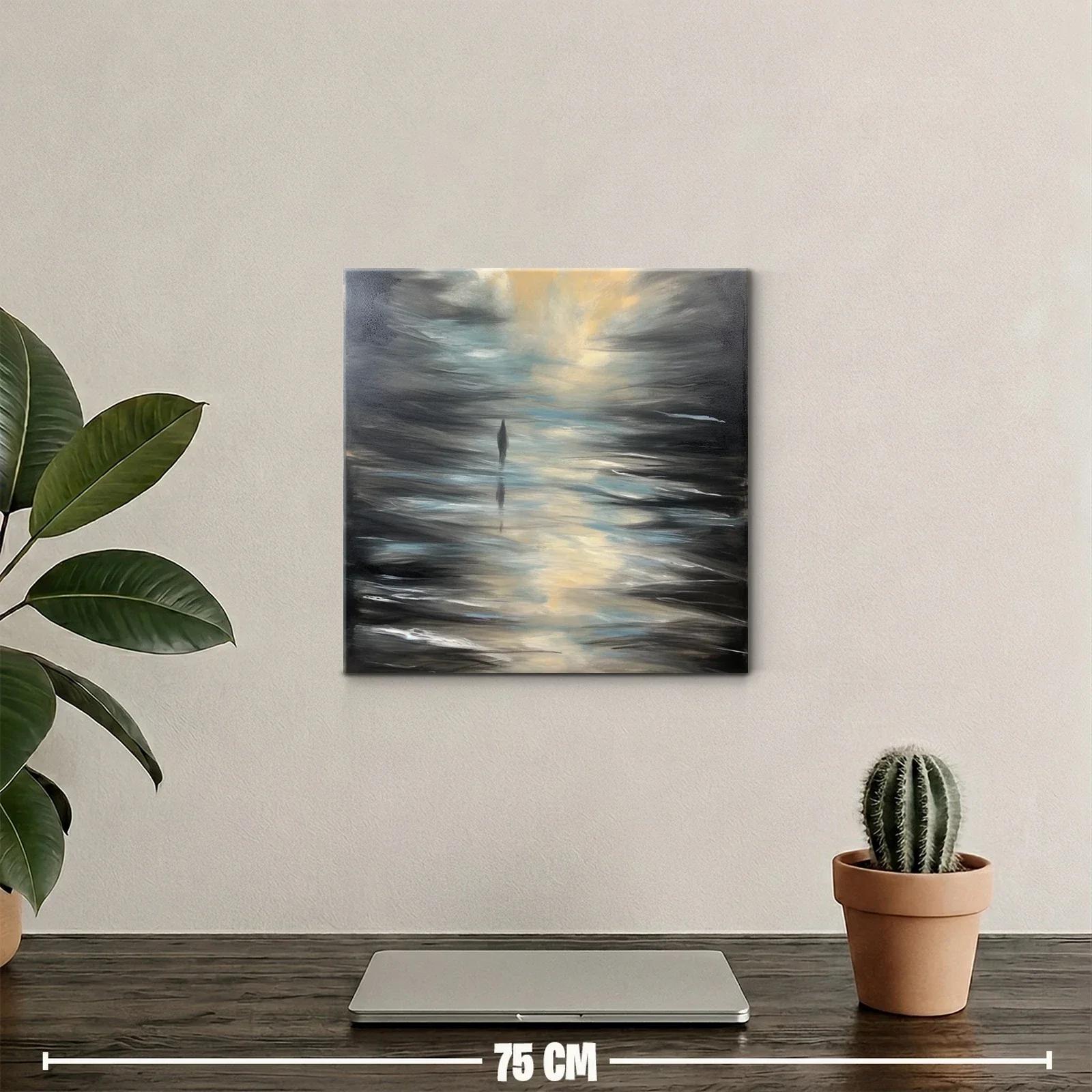 Paisaje abstracto con silueta entre reflejos luminosos — miniatura 2